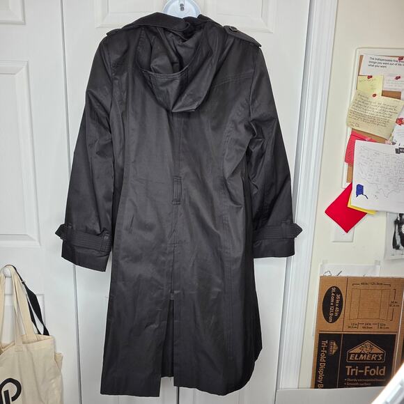 London Fog Double Breasted Hooded Trench Coat Sz Large - Picture 3 of 10